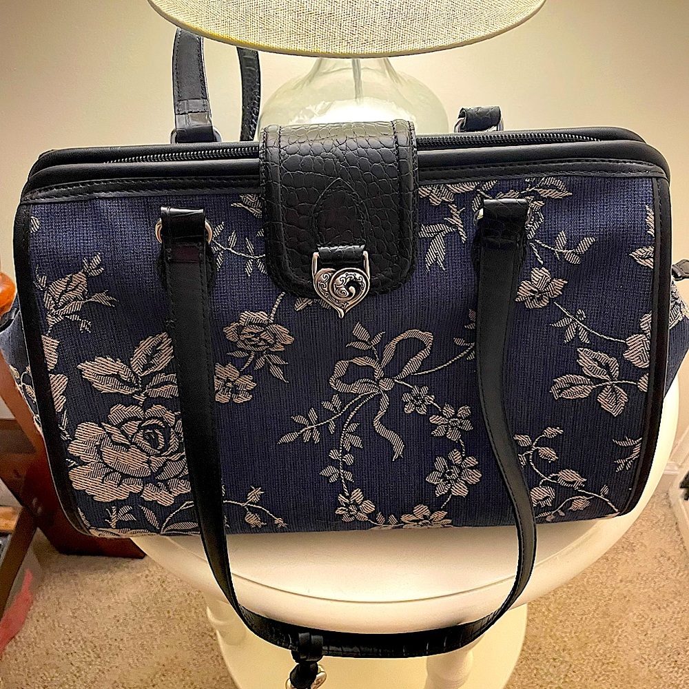 Brighton Blue and Black Floral Satchel